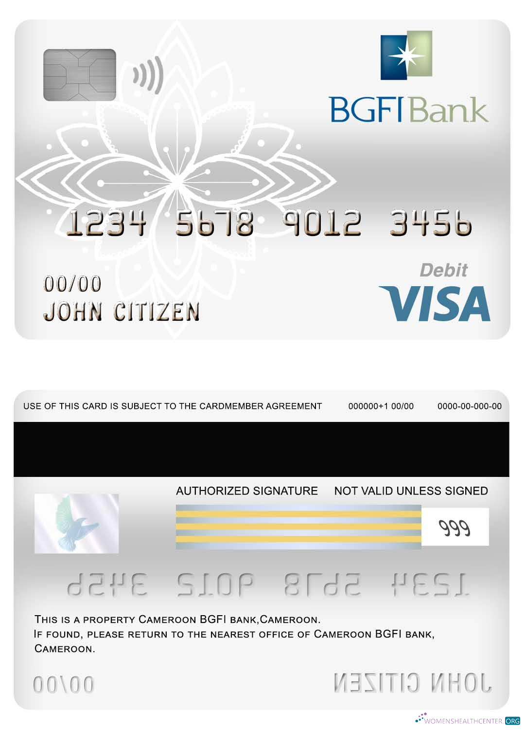 Download Cameroon BGFI bank visa debit card Photoshop template